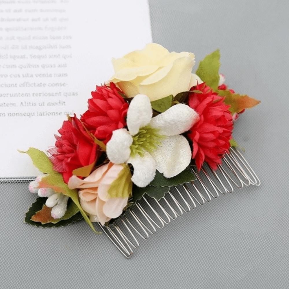 

Vintage Flower Hair Comb Simulation Floral Bridesmaid Headwear Bridal Hair Accessories Prom