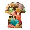 Ice Cream Pattern 3D Printed T-shirts Summer Casual Round Neck Short Sleeved Children's Boy and Girl Kids Unisex T-shirts