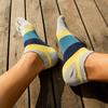 Casual 5 Finger Socks Man Cotton Striped Patchwork Young Fashion Shallow Mouth No Show Invisible 5 Finger Happy Socks Summer