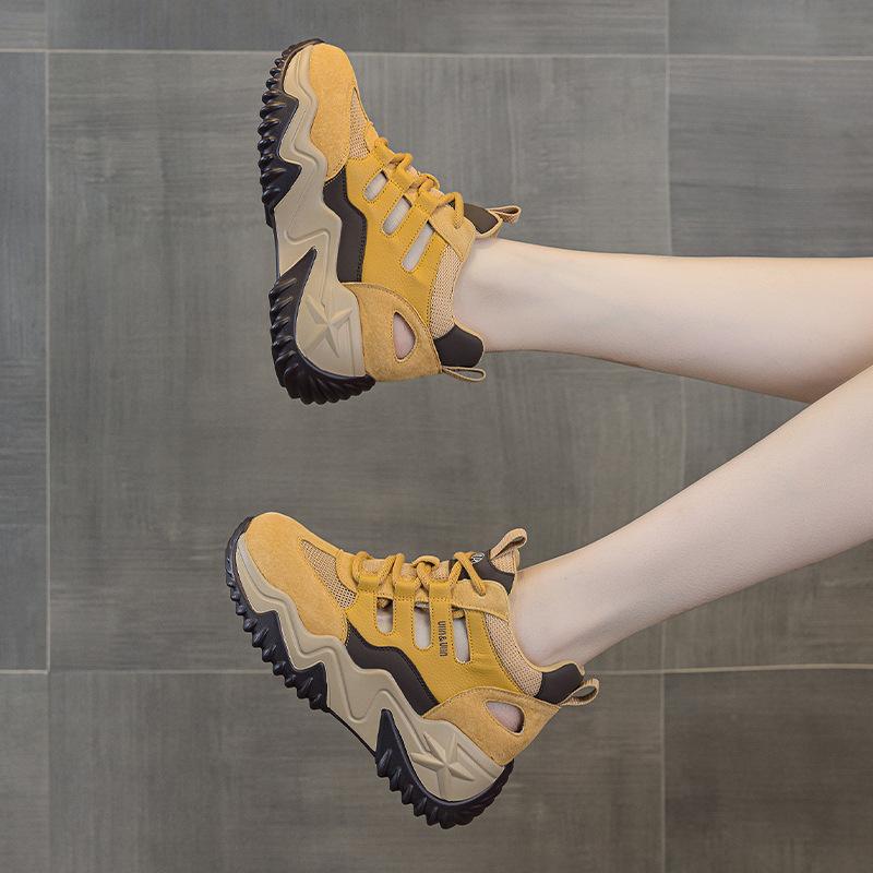 Thick-soled high-top dad shoes New summer hollow mesh breathable casual small casual sandals