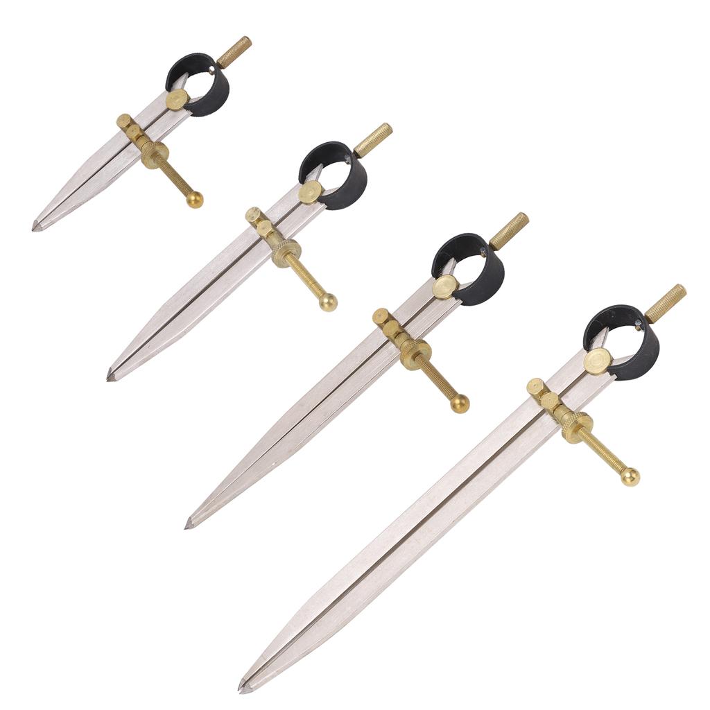 Compas à pointe sèche Haute Précision Résistant à la Rouille Or Réglable Verrouillable Jauge de Division en Cuir pour Lea