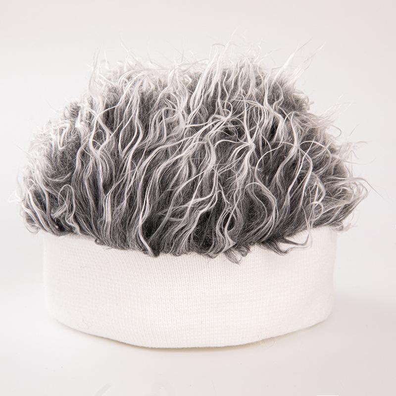 

Novelty Faux Hair Wig Cap Durable Knitted Skull Cap Korean Style Breathable Trendy Toupee Hats Parties Cosplay Daily Wear Men