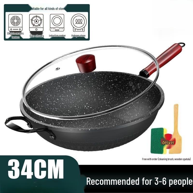LISM Maifan Stone Non-Stick Stir-Fry Pan with Lid