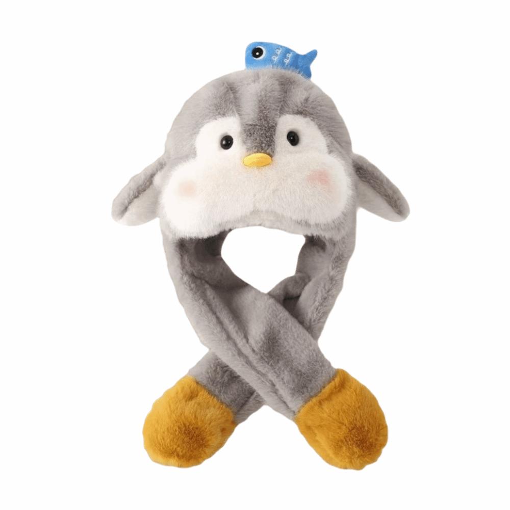 

Fleece Lined Penguin Ear Moving Hat Solid Color Children Plush Pullover Cap Outdoor Sport