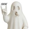 Studio Desktop Decoration 3D Printed Rock Ghost Figurine, Cool Hand Gesture Statue, Matte Style Desk Decor White for Bedroom Gaming Studio, Halloween