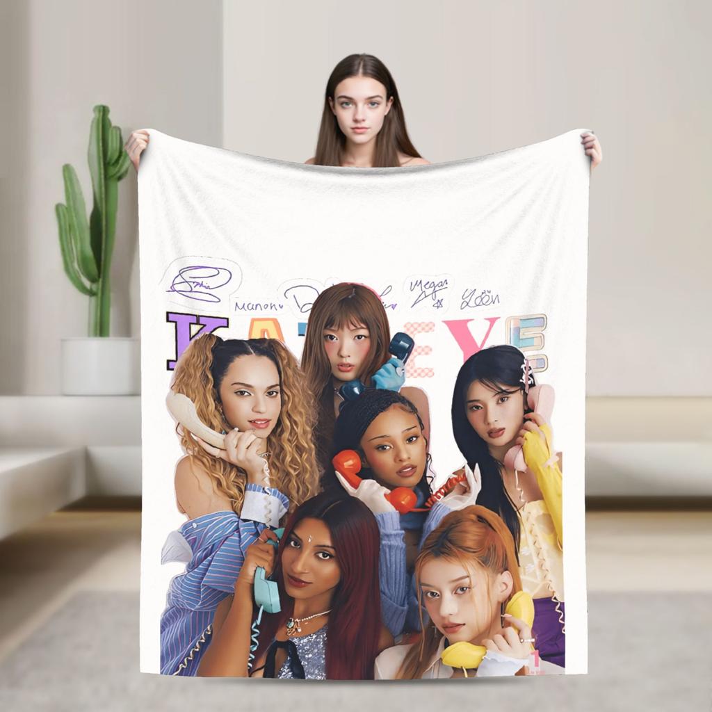 Girl Group K-Katseye Blanket  Warm Soft Novelty Plush Throw Blanket For Boy Girl Couch Chair Flannel Bedspread Bed Cover