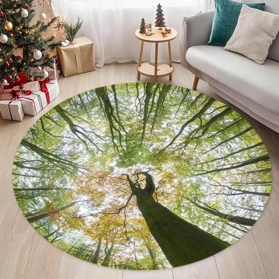 Autumnal Forest Canopy Round Rug Anti-slip Soft Seasonal Nature Carpet for Living Room Bedroom Entryway Home Decor