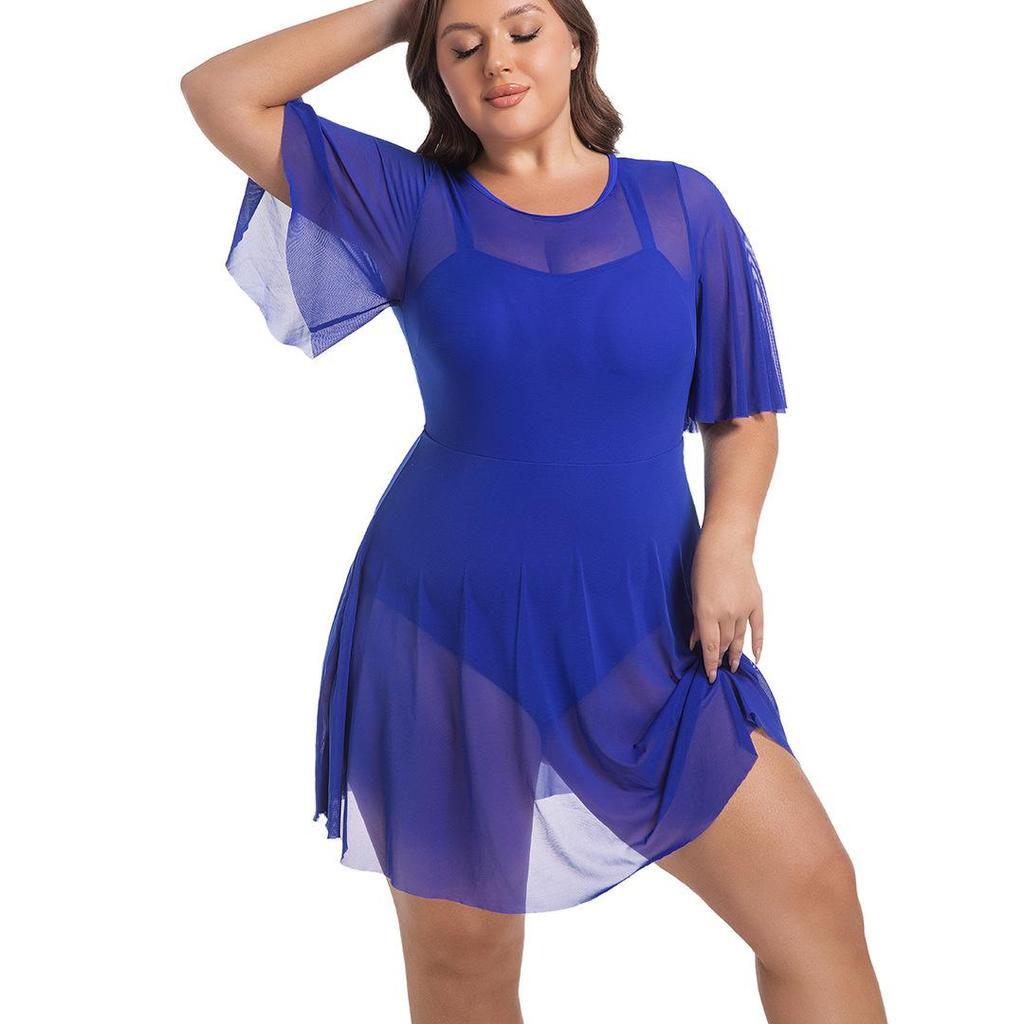 2025 Übergröße Damen Einteiliger Badeanzug mit Bauchkontrolle & Mesh-Schlankmacher