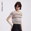 Women's French Style Hollow-out Ribbed Knit Top