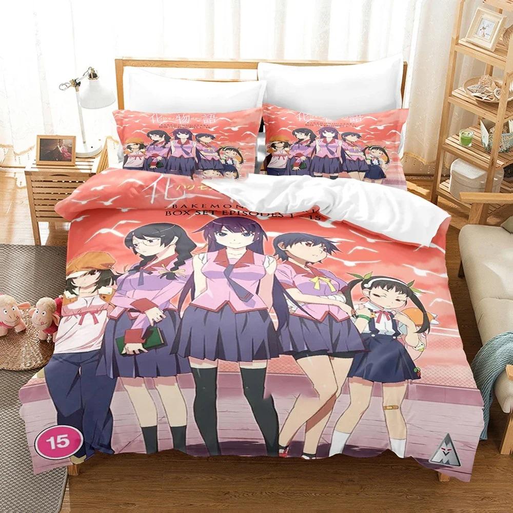 3D Print Bakemonogatari Bedding Set Single Twin Full Queen King Size Duvet Cover For Adults Boys Bedroom Anime
