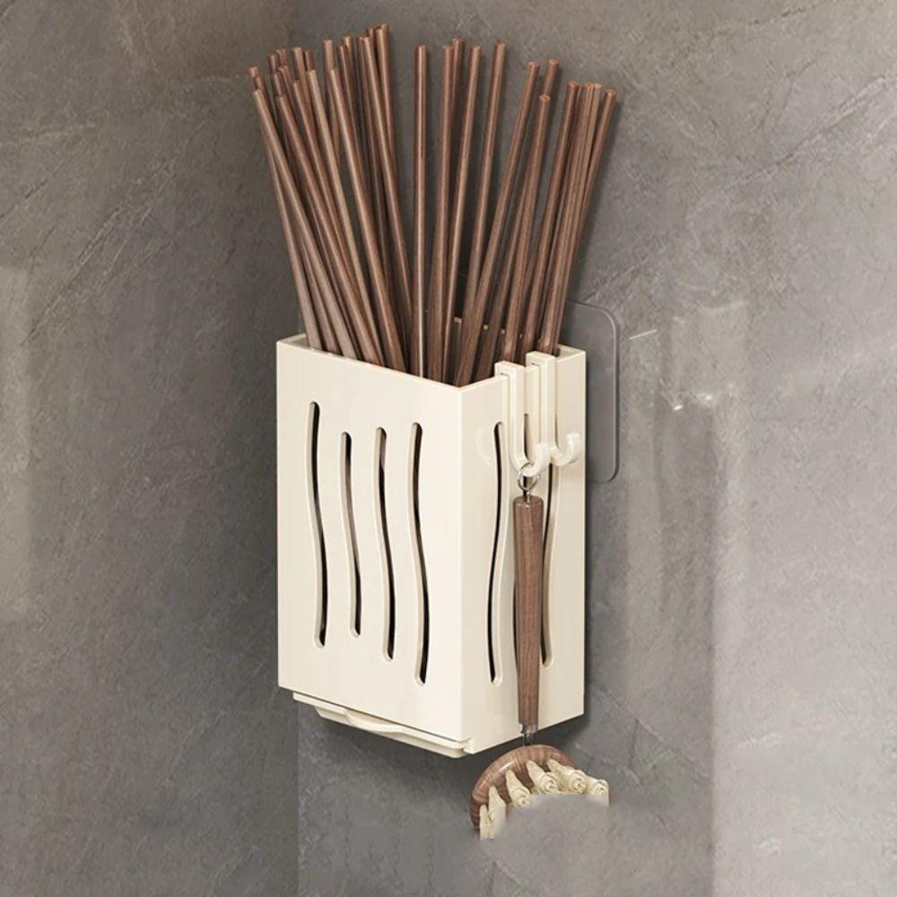 Punch Free Kitchen Utensil Rack Multifunctional Chopstick Barrel Draining Chopstick Holder  Kitchen