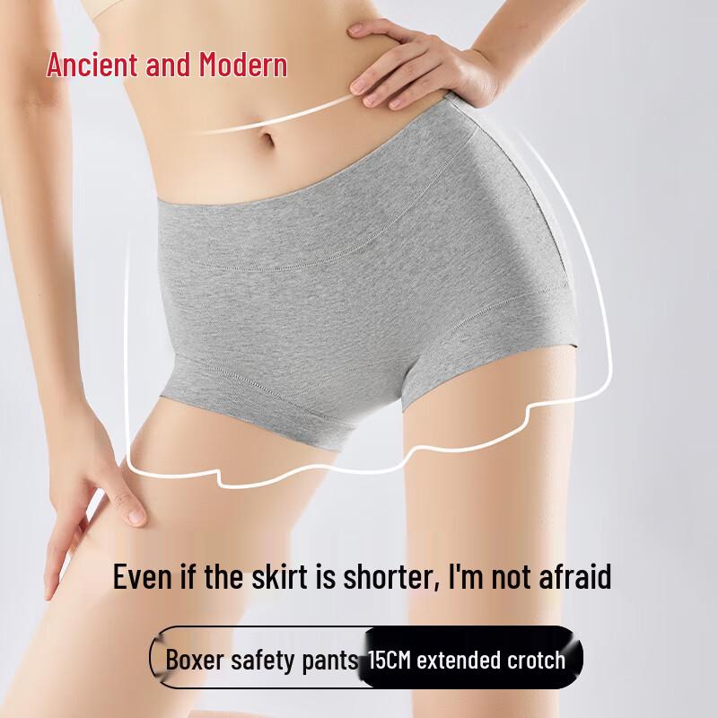 GUJIN Women's Mid-Waist Cotton Anti-Chafing Boxer Briefs 3-Pack