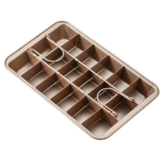 Brownie Pan with Removable Dividers Rectangle Food Grade Stainless Steel Chocolate Cake Muffin Non-stick Baking Tray Sheet