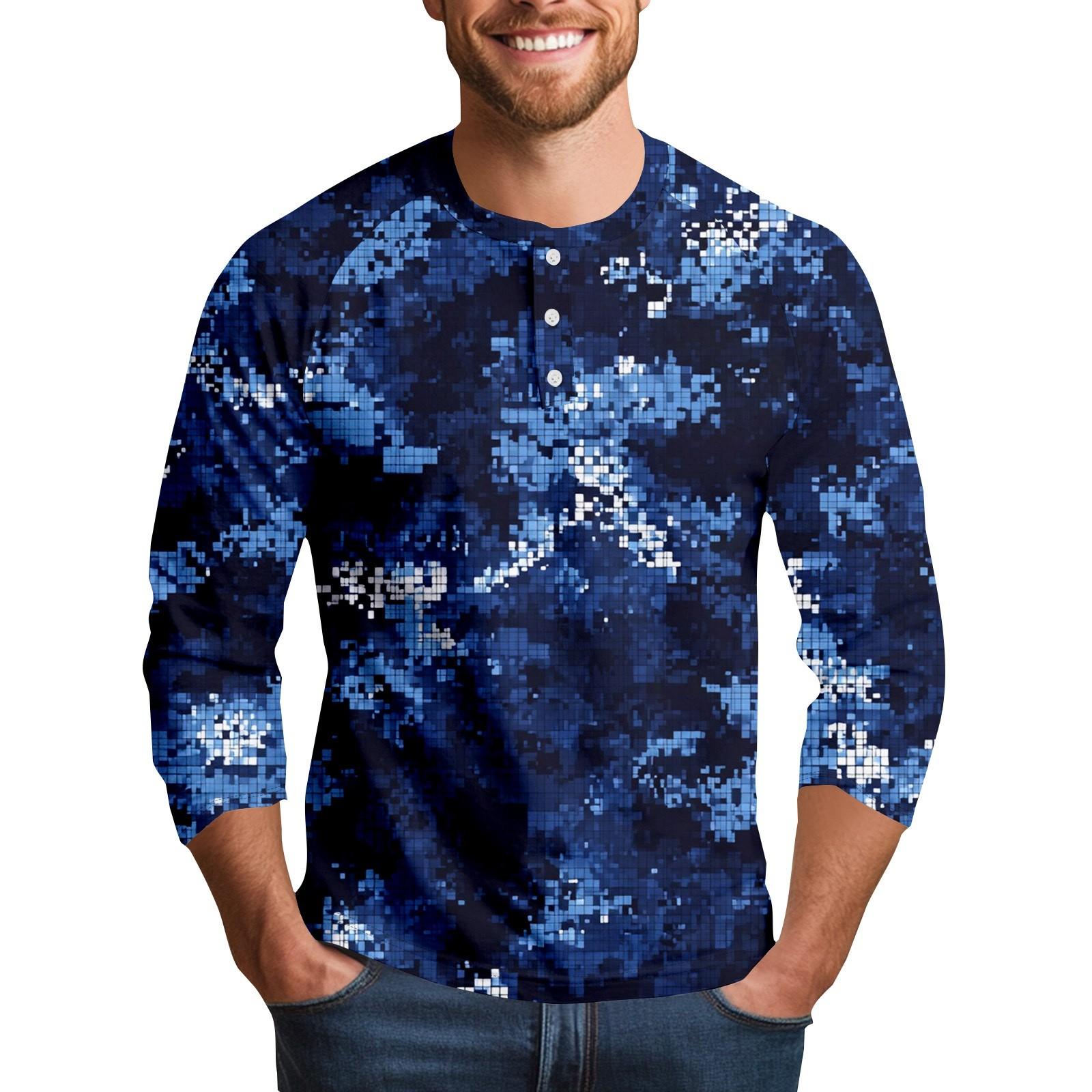 

Men s Camouflage Print Collar Seven Quarter Sleeve S