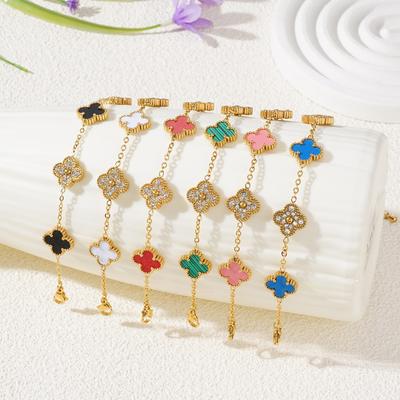Bracciale in Acciaio al Titanio 18k di Alta Qualità Sensazione Premium Bracciale Quadrifoglio da Donna Gioielli alla Moda per le Mani