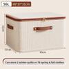 Stackable Cotton-Linen Storage Box with Zippered Lid, Internal PP Board and Carry Handles for Clothes, Quilts and Toys