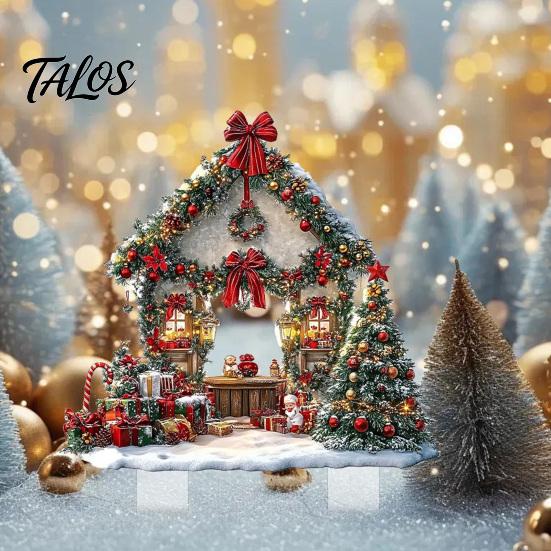 Decorative Garden Stakes for Christmas Cottage Stake, Acrylic Snowy House Yard 2D European Style Inserts Flat Winter Holiday Ornament Lawn Pathway