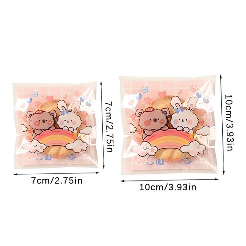 100 Teile/los Kunststoff Cartoon Cookie Und Süßigkeiten Taschen Selbst-Adhesive Geschenk Tasche Für Hochzeit Partei Liefert Keks Verpackung Tasche