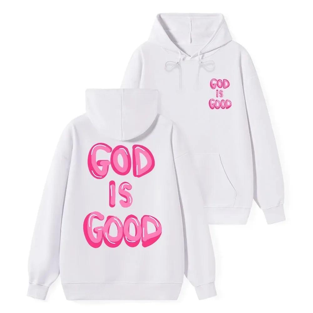God Is Good Print Classic Christian Hoodie Women's Long Sleeve Sweatshirt Pullover Tops Sportswear Streetwear Women Clothing