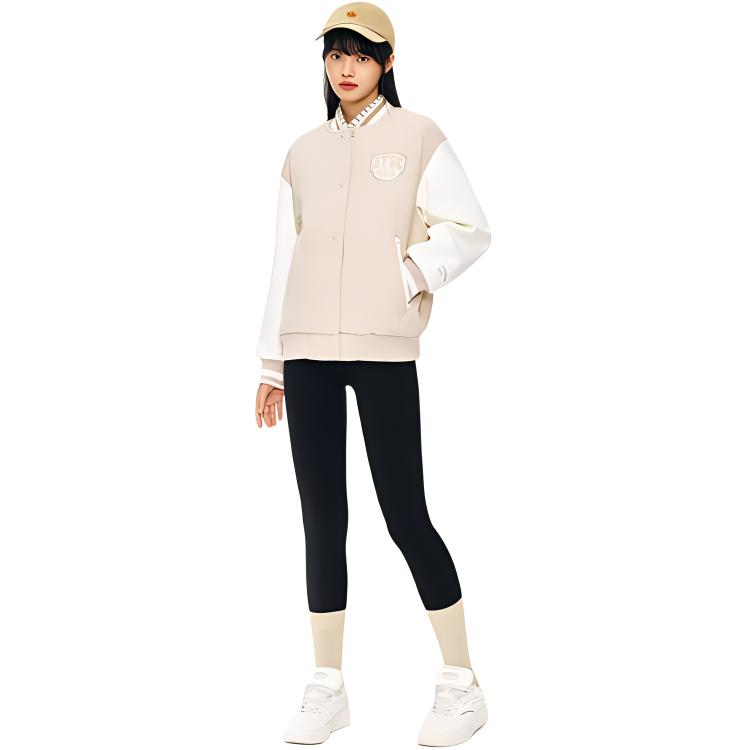Anta Color Block Letter Loose Comfortable Baseball Jacket Women Jacket Pink 162448703N-1