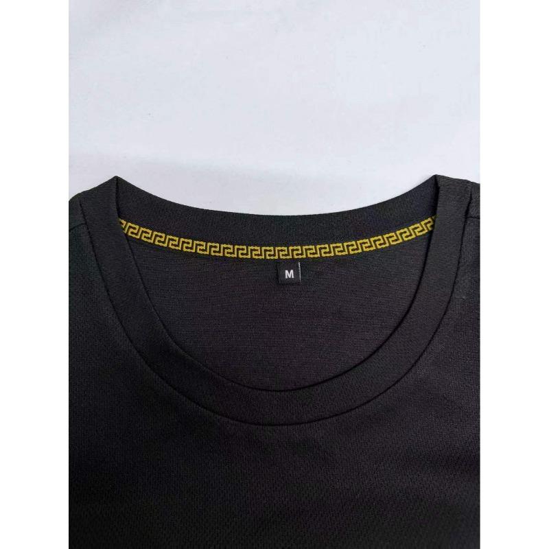 European sizes Men's  Black and White Figure Vintage Print Short Sleeve T-Shirt,  European and American Street Style Trendy  Top