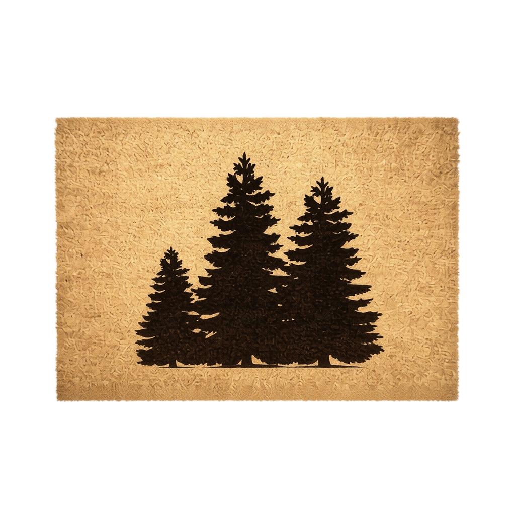 Christmas Three Trees Design Coir Doormat Non- Entrance for Holiday Decoration