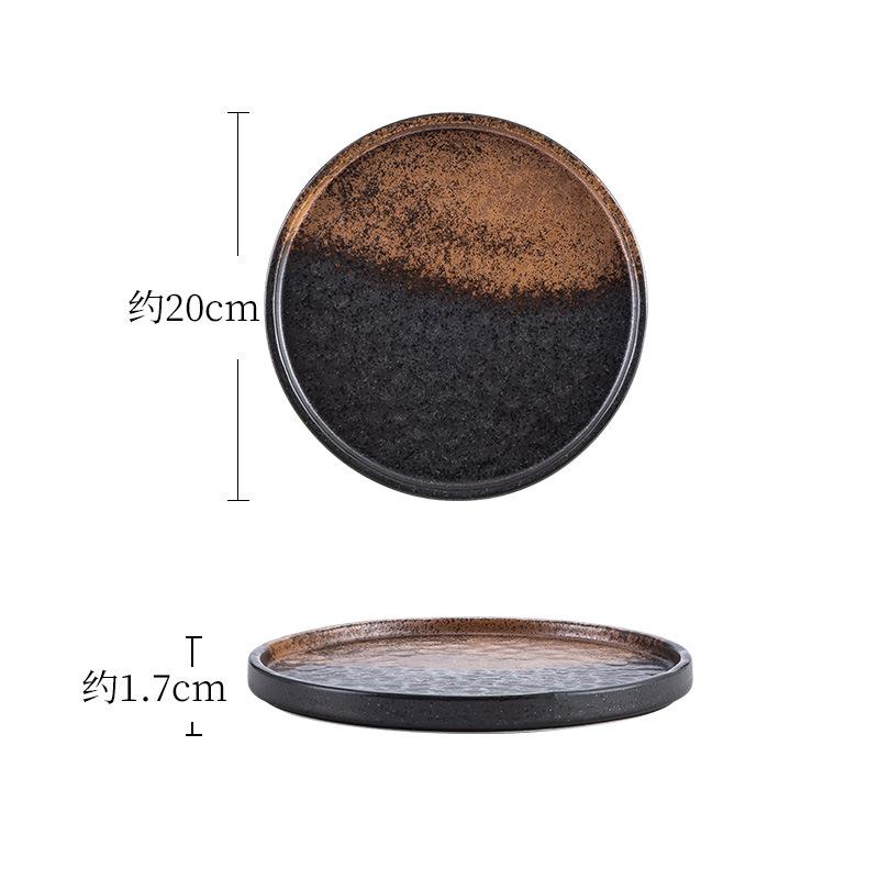 Japanese Sashimi Plate, Nordic Western Food, Steak Salad Plate, Hot Pot Plate, Household Black Ceramic Tableware