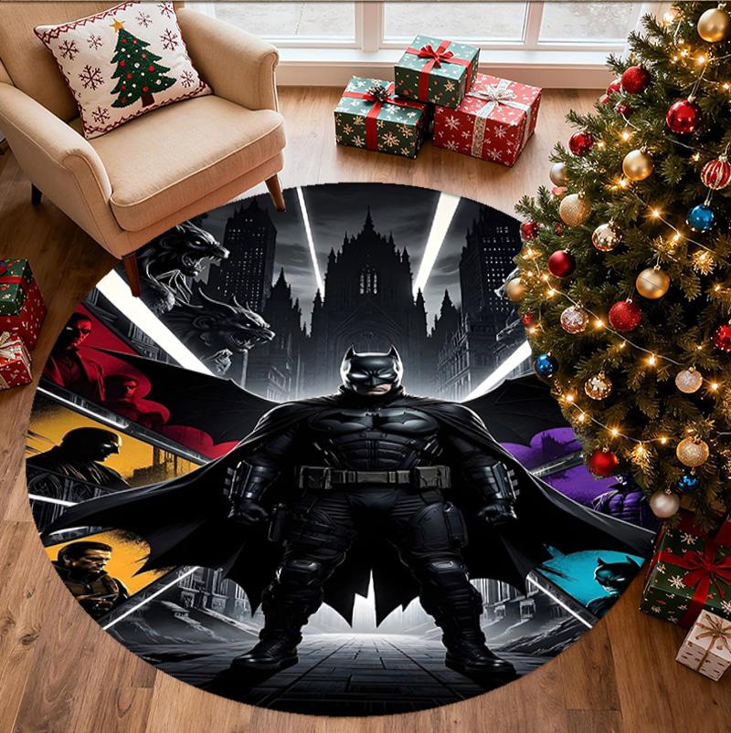 Batman Pattern Round Rug, Indoor/Outdoor Mat, for Picnic, Gameroom, Bedroom, Office, Living Room, Home Decor Carpet, Birthday Gift