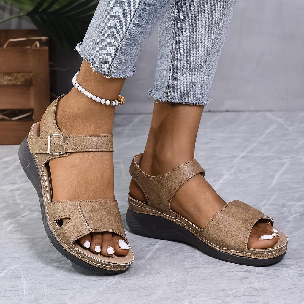Fashion Women's Sandals Casual Summer Shoes Woman 2025 Summer Sandals Buckle Low Heels Sandals Comfortable Wedges Footwear Women