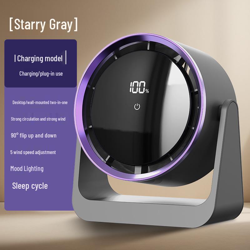 New Desktop & Wall-Mounted Fan with Digital Display - Large Airflow for Dorm, Office, and Home