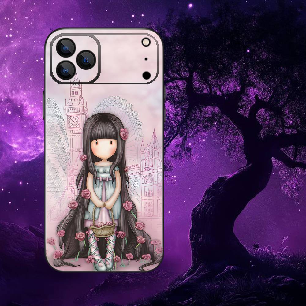 S-Santoro G-Gorjuss Phone Case For iPhone 17,16,15,14,13,12,Pro,Max,Plus,E,SE4,Air,Mini Black Soft Box