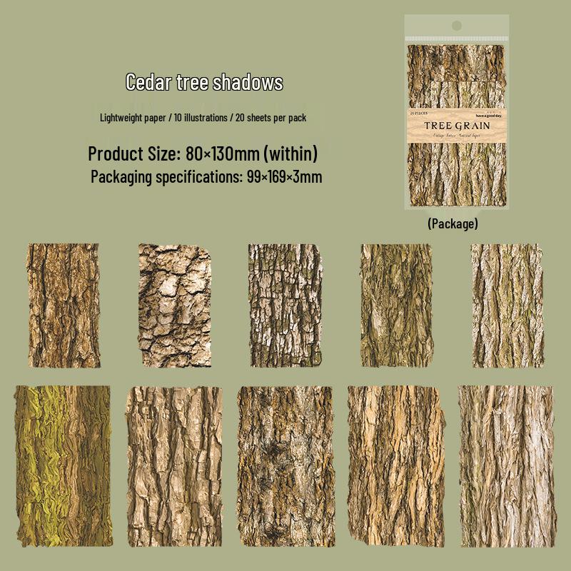 Retro Texture Tree Grain Imprint Paper for Journaling & Collage – A Beautiful Day Series (6 Types)