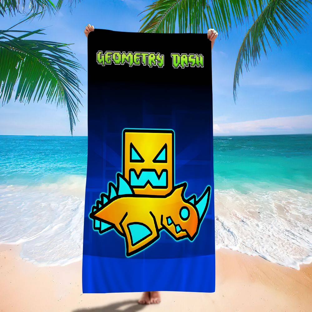 Video G-GameS G-Geometry Dash Microfiber Beach Towel Absorbent Quick Dry Soft Yoga Swimming Resort Mountain Climbing Towel