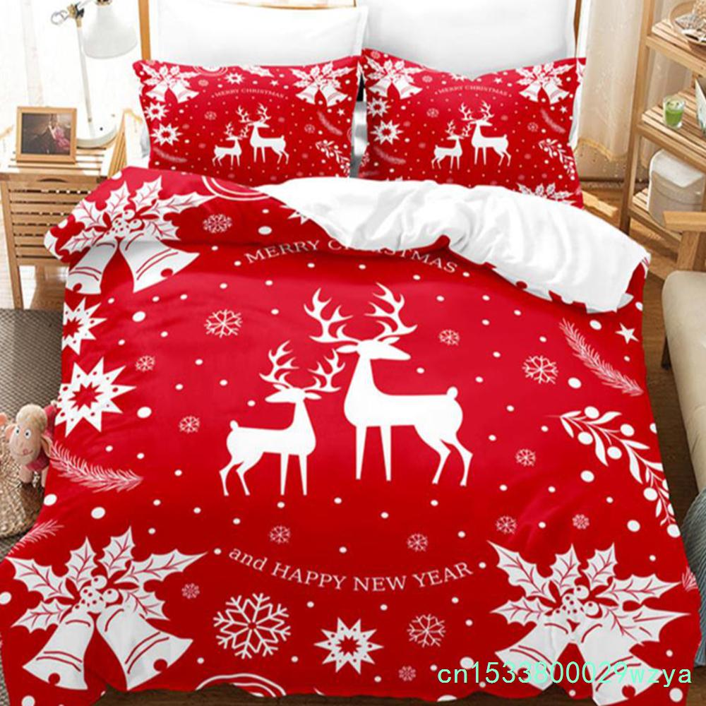 3D Christmas Quilt Cover Bedding Set Duvet Comforter Pillow Case Bed Linens Twin Queen King Double Full Single 3PCS 2PCS Bedroom