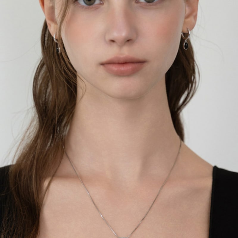 TATIANA (925 Silver) Oval Bar Stone Pendant Necklace NZ2512 Onyx