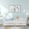 (Not Allowed to Sell on Germany)Beautiful house bed, with 2 drawers, solid wood, slatted frame, with fall protection, white (200x90 cm)