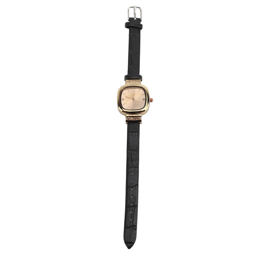 Women Leather Strap Watch Elegant Dainty Classic Vintage Retro Ladies Quartz Watch Gift Present Black