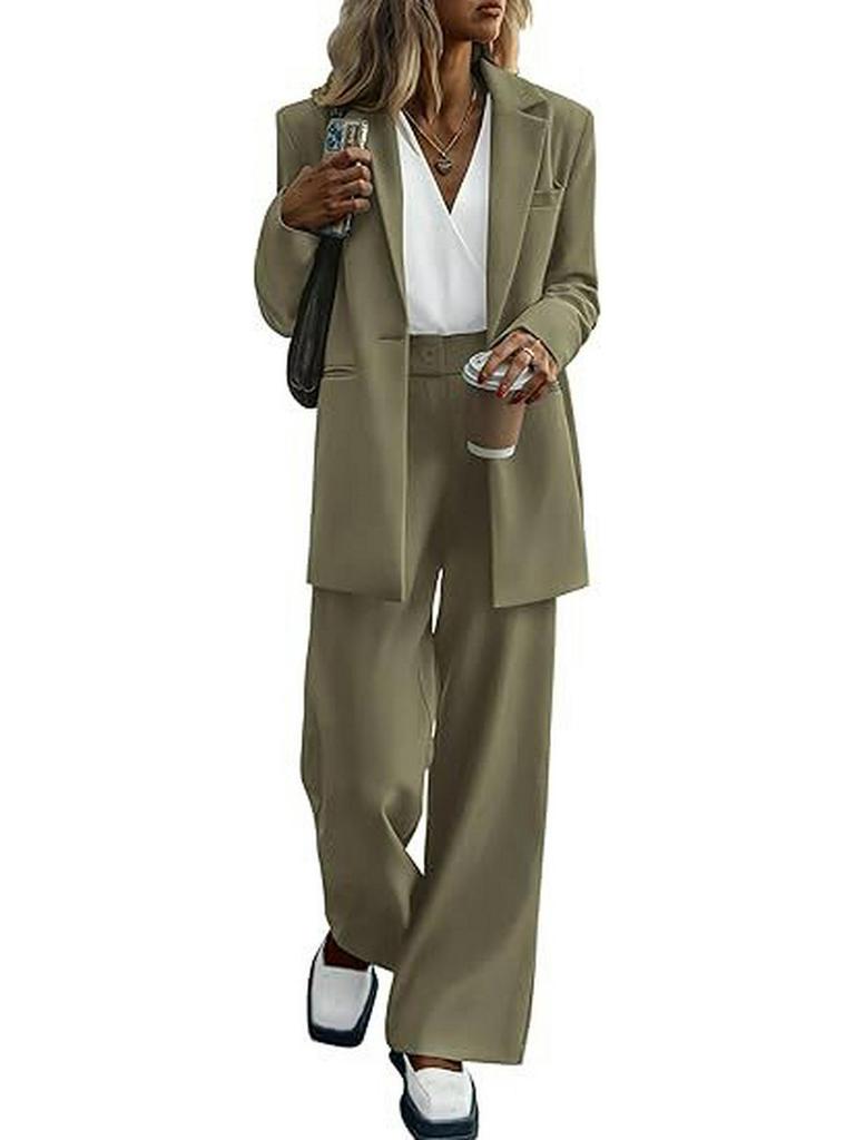 2025 Women's Autumn/Winter Fashion: Elegant Solid Color Suit & Pants Set