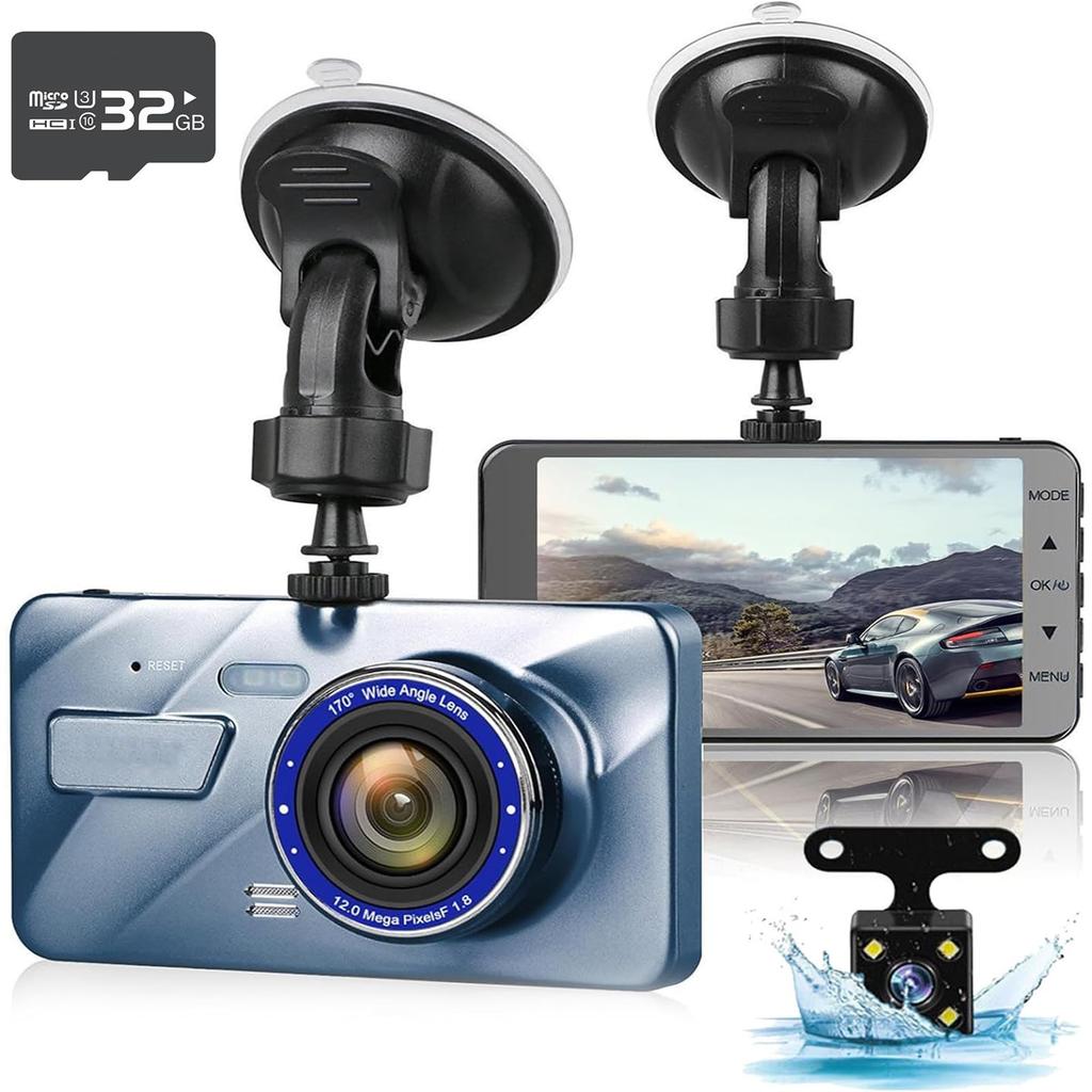 Dash Camera, 1296P Full HD Image Quality, 170° Ultra Wide Angle, Front and Rear