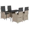 VidaXL Garden Dining Set with Cushions 5 Pcs, Table and Chairs with Adjustable Backrest, Outdoor Patio Furniture 3212413
