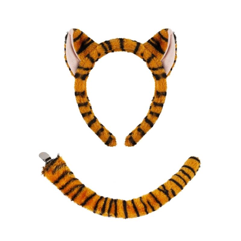 Animal Tigre Costumes Tigre Ears Headband Tail Bowtie Animal Fancy Costume Kits Halloween Cosplay Party Accessories