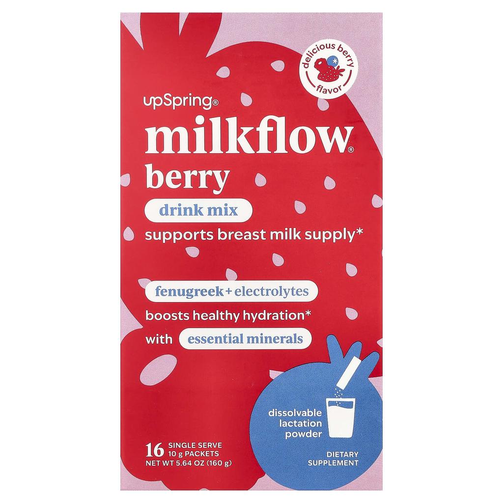 Milkflow®, Drink Mix, Delicious Berries, 16 Single Serving Packets, 10G (0.35Oz) Each