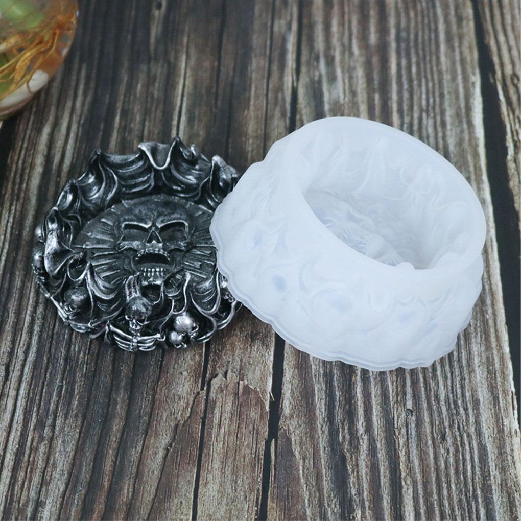 Skeleton Skull Ashtray Silicone Mold Resin Candle Holder Molds Reusable Waterproof Household Easy To Demould Home Decoration Cup