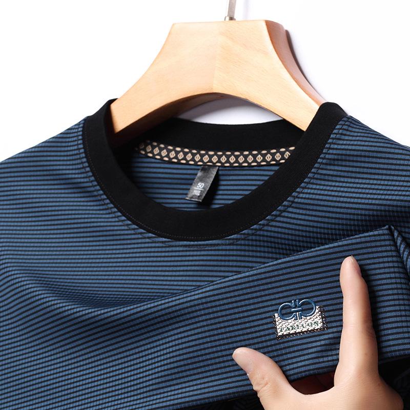 Herren Gestreiftes Langarm Rundhals Sweatshirt für Frühling & Herbst