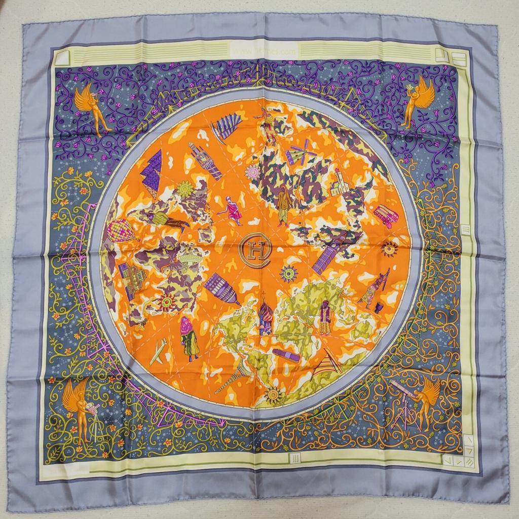 [USED]Hermes Carre 90 with Box Scarf, Silk,