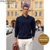 POLOMEISDO Men's 100% Merino Wool Polo Neck Knit Sweater