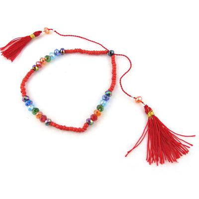 [N1189] - Rotes, mehrfarbiges Ethno-Armband „Altaï“