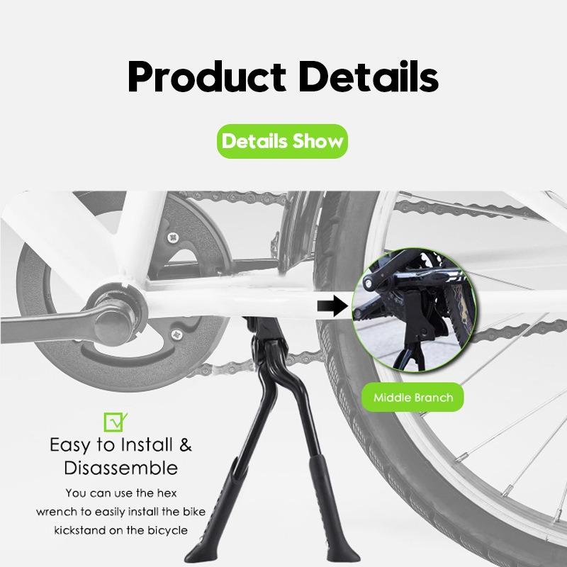Double Foot Adjustable Bike Kickstand Road Mountain Folding Bike Mid Vertical Adjustable Aluminum Alloy Parking Stand