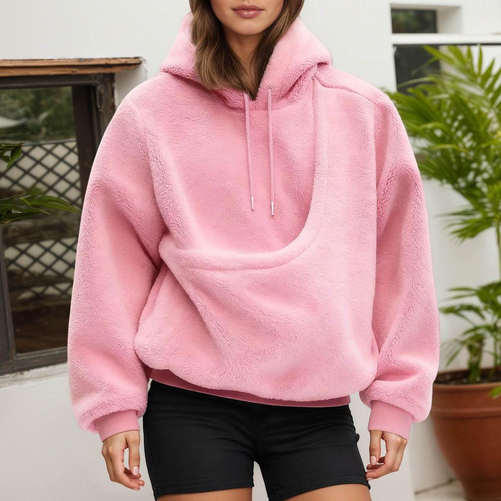 Pocket Pet In One Double-sided Plush Loose Fitting Hooded Sweatshirt For Both Men And Women