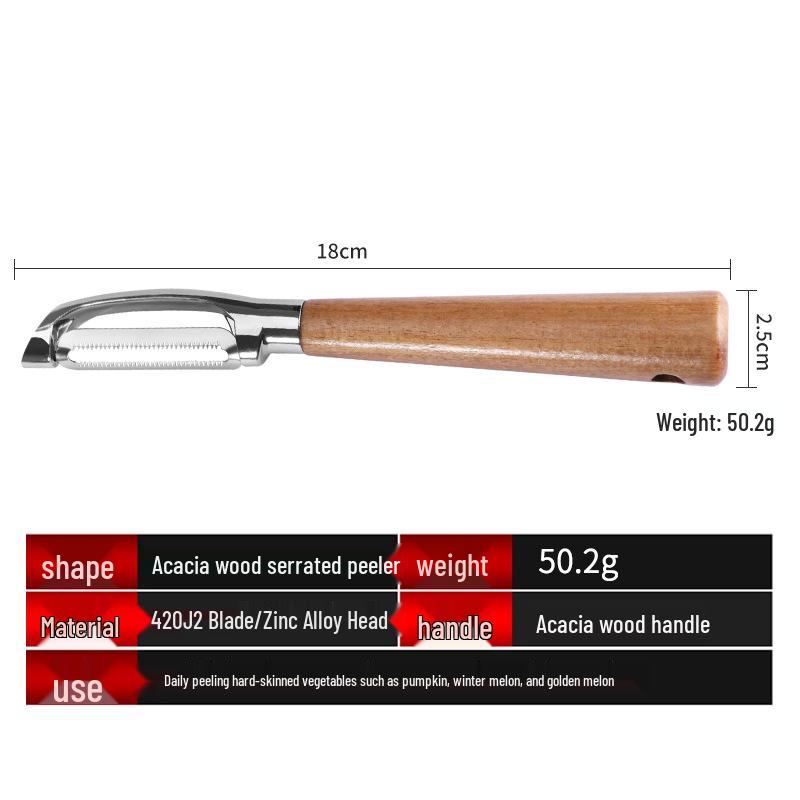 Zinc Alloy Stainless Steel Fruit & Potato Peeler with Wooden Handle Grater Knife